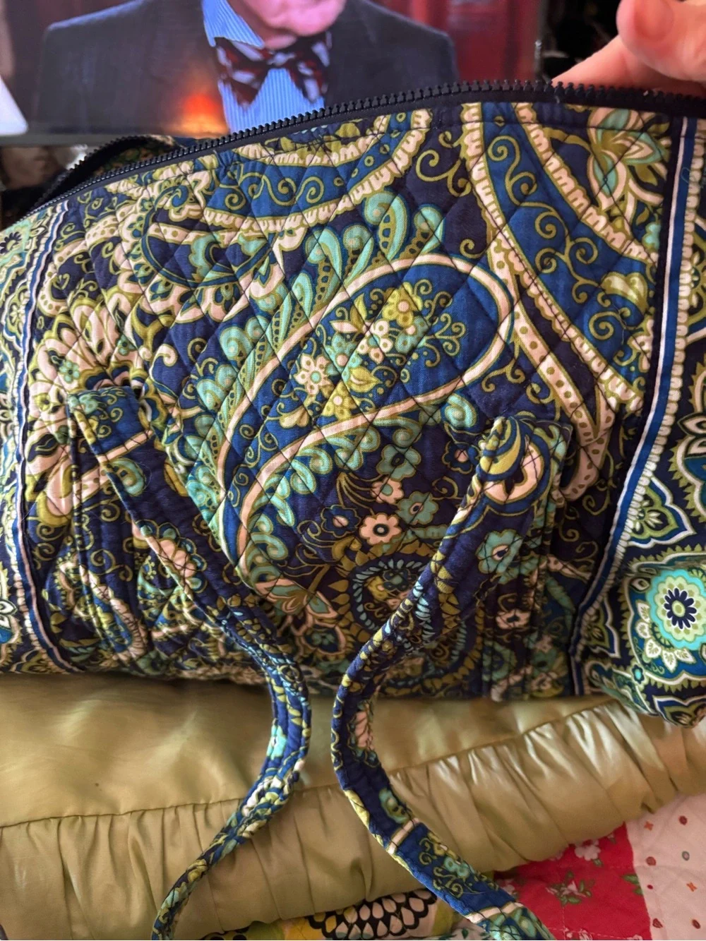 Vera Bradley Navy Floral Quilted Travel Tote - Picture 3 of 5